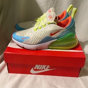 Nike Air Max 270 with Blue and Orange Accents